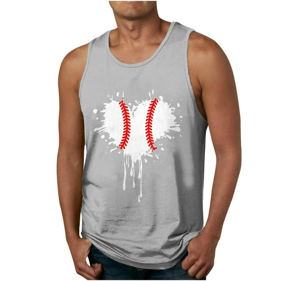 PBNBP Tank Tops Men Baseball Tanks Tops for Mens Cool Printed Graphic Sleeveless Tank Top Muscle Shirt for Workout Gym Jogging