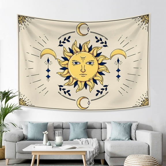 PBOBRIICH Boho Sun and Moon Tapestry Wall Hanging,Bohemian Vintage for Dorm Living Room Bedroom Decor