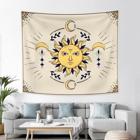 PBOBRIICH Boho Sun and Moon Tapestry Wall Hanging,Bohemian Vintage for Dorm Living Room Bedroom Decor
