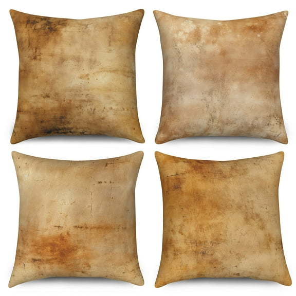 PBOBRIICH Brown Yellow Throw Pillow Covers Set of 4,Modern Linen Pillowcase for Living Room Bedroom Decor,18x18 Inch