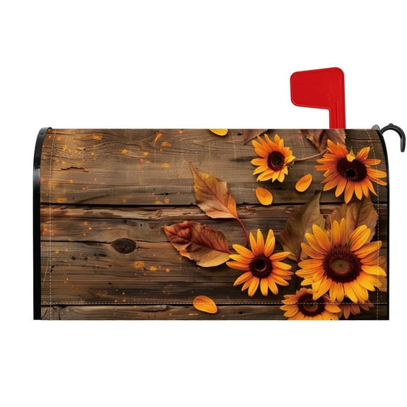 Pbobriich Sunflower Mailbox Covers Magnetic Standard Size 18x21,Brown