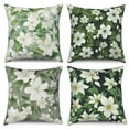 thumbnail image 1 of PBOBRIICH Green Throw Pillow Covers Set of 4,White Flower Linen Pillowcase for Living Room Bedroom Decor,18x18 Inch, 1 of 5