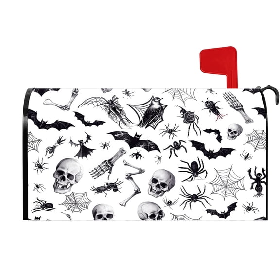 PBOBRIICH Halloween Theme Skull Bat Mailbox Cover18x21