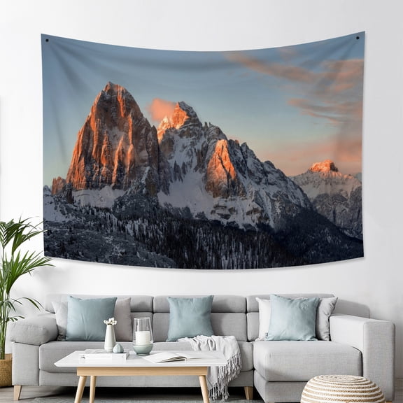 PBOBRIICH Mountain Tapestry for Bedroom,Mountains with Snowy Peaks at Sunset Landscape Tapestry Wall Hanging for Room,60Wx79L