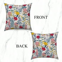 PBOBRIICH Red Yellow Throw Pillow Covers Set of 2, Farmhouse Flower Linen Pillowcase for Bedroom Decor, 20x20 Inch