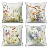 Rustic Floral Outdoor Pillow Cover,Leaves Linen Pillow Cases for Living Room Bedroom Home Decor,18x18