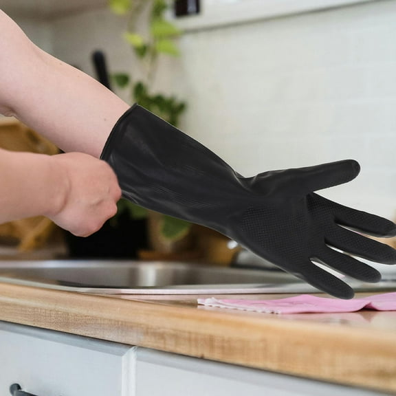 PBPBOX Long Dish Gloves Prevent Injury Rubber Black 1 Pair