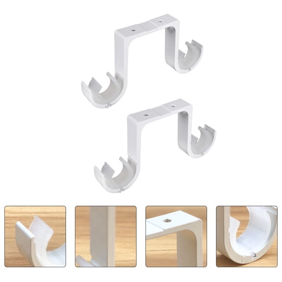 PBPBOX Metal Curtain Rod Brackets Curtain Accessories Aluminium Alloy 1 Pair White