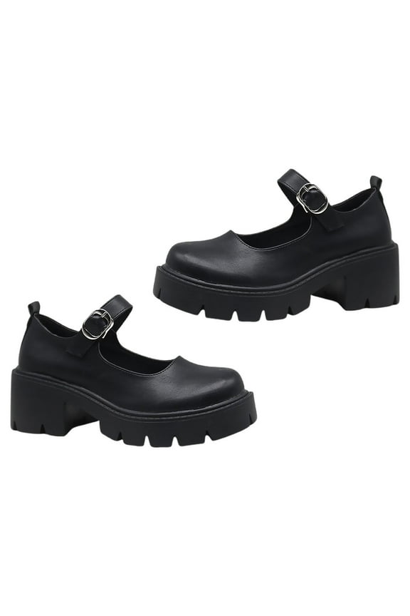 1 Pair of Shoes Women Heels Block Heel Pumps Black Smooth Surface Perfectly Fit Feet