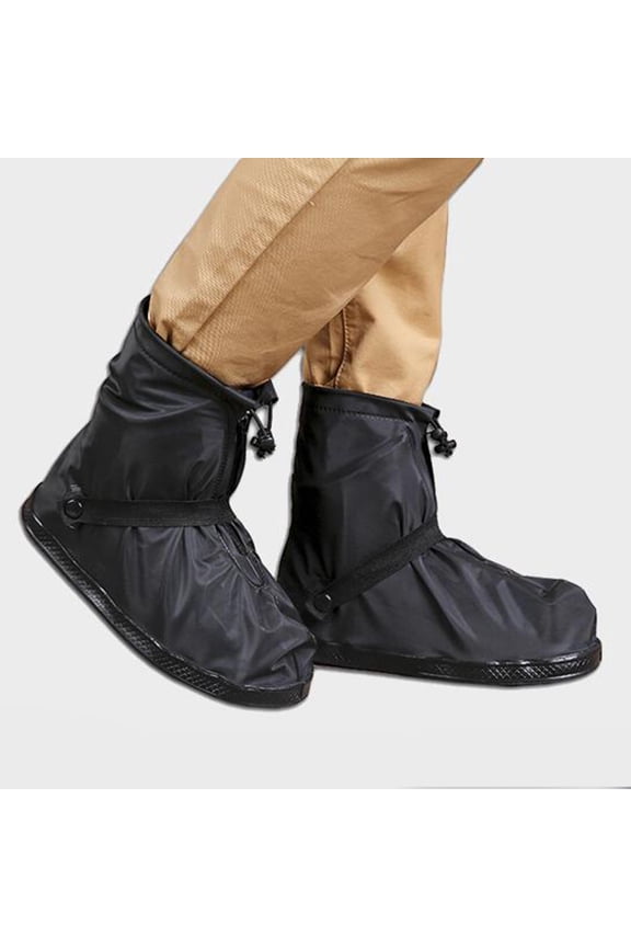 Black PVC Shoes Case Adult Boot Protector with Flexible Snap Strap for Outdoor Use