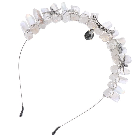 PBPBOX 1 Pc Black Crystal Headband Moon Shape Adornment for Women in Weddings and Engagements