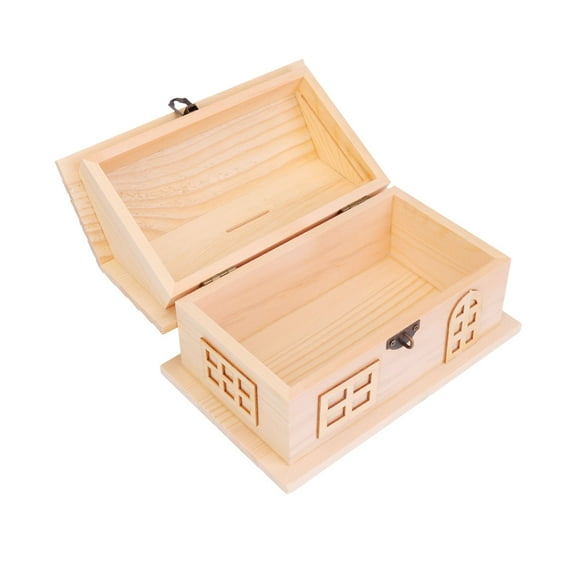 PBPBOX 1 Pc Wood Treasure Box Creative Money Saving Box for Craft Projects