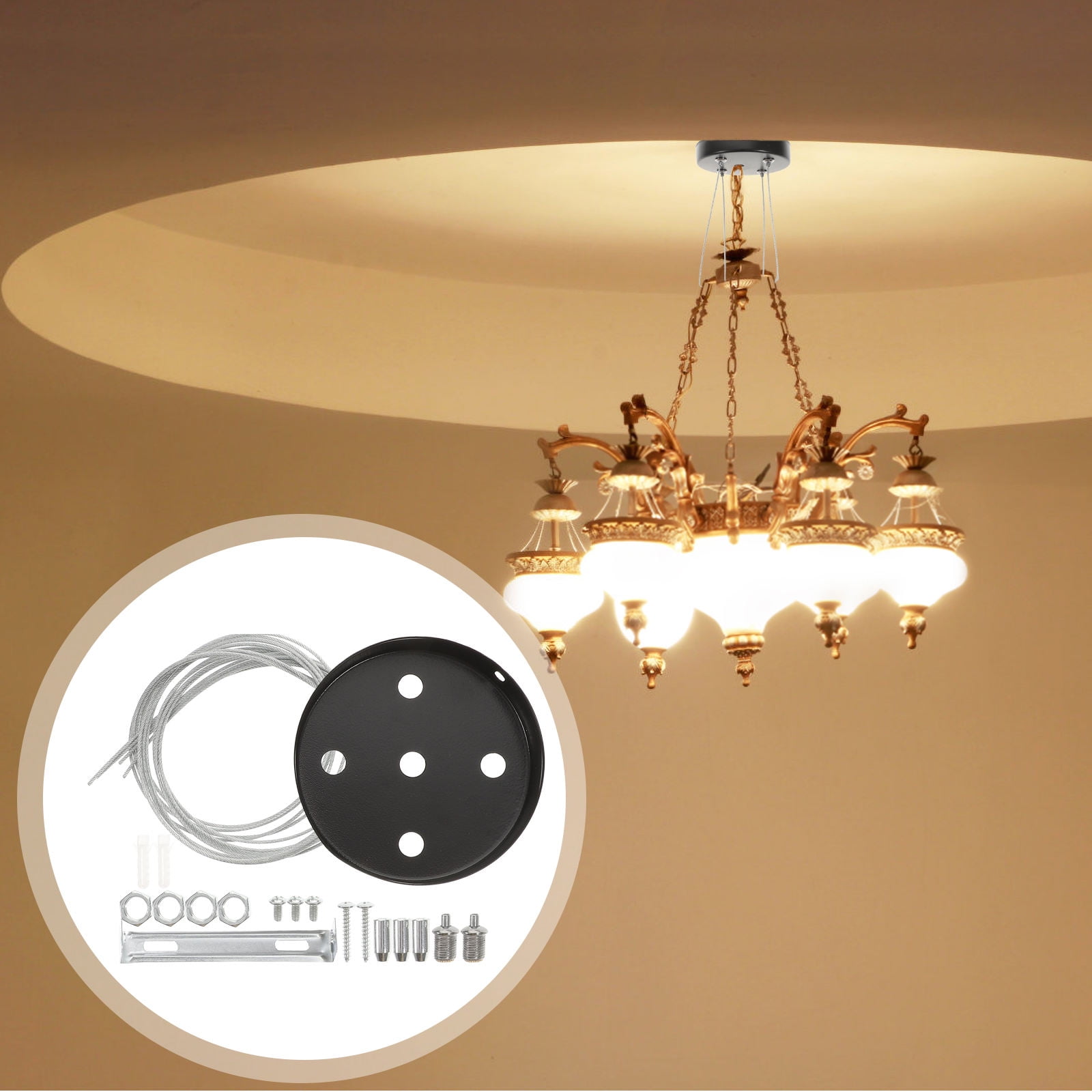 PBPBOX 1 Set Ceiling Canopy Kit For Lighting Fixtures Indoor Use Black ...