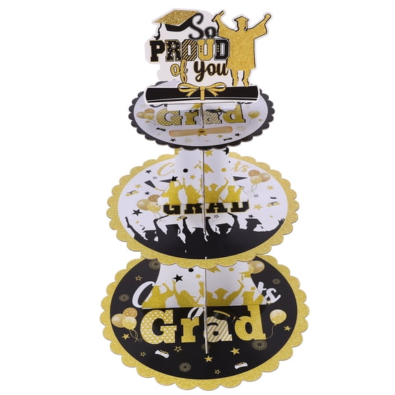 PBPBOX 1Set Multicolor Graduation Cupcake Stand Paper 3 Tier Dessert Display Tower for Party