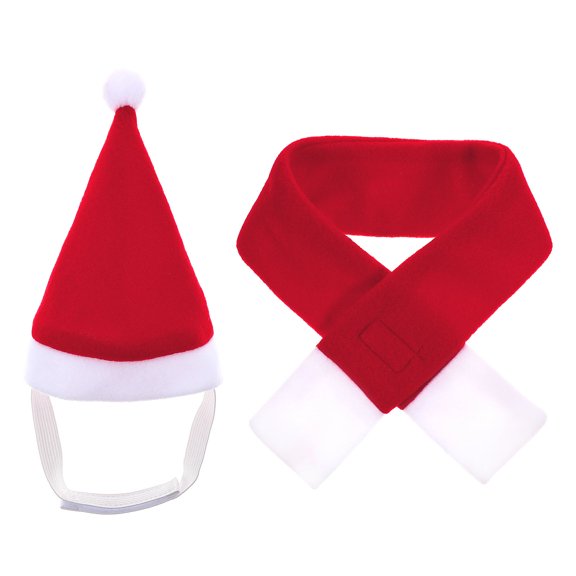 PBPBOX Red Pet Hat and Scarf Set Soft Fleece Dog Cat Clothes for Cosplay Party Accessories