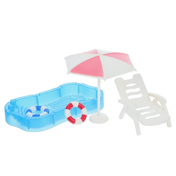 PBPBOX 1 Set Dollhouse Swim Pool Decor Plastic Pink Home Decoration for Collectors DIY Scene Display