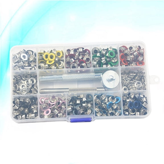 PBPBOX 400Pcs Assorted Color Metal Eyelets Kit with Installation Tools for Shoes Clothes