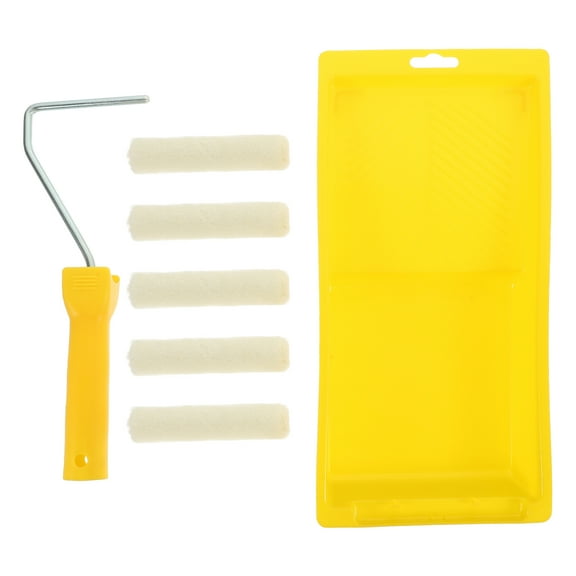 PBPBOX 1 Set Small Paint Rollers Assorted Color Plastic Cotton for Painting Tools with Tray and Roller Holder Design