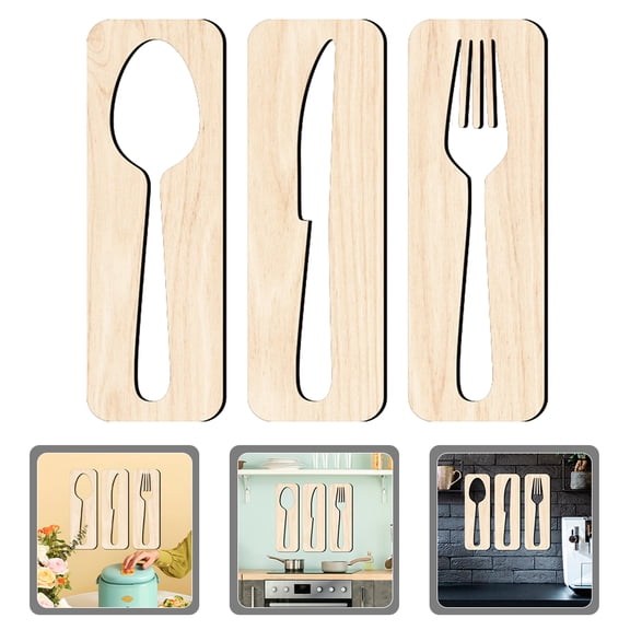 PBPBOX 1 Set Rustic Style Fork and Spoon Shape Wall Art for Homeowners Kitchen Background Wall