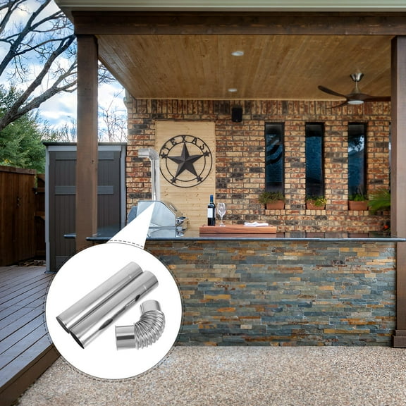 PBPBOX 1 Set Stainless Steel Tent Chimney Pipe Cylindrical Silver for Fireplaces 23.97X5.50X2.16in