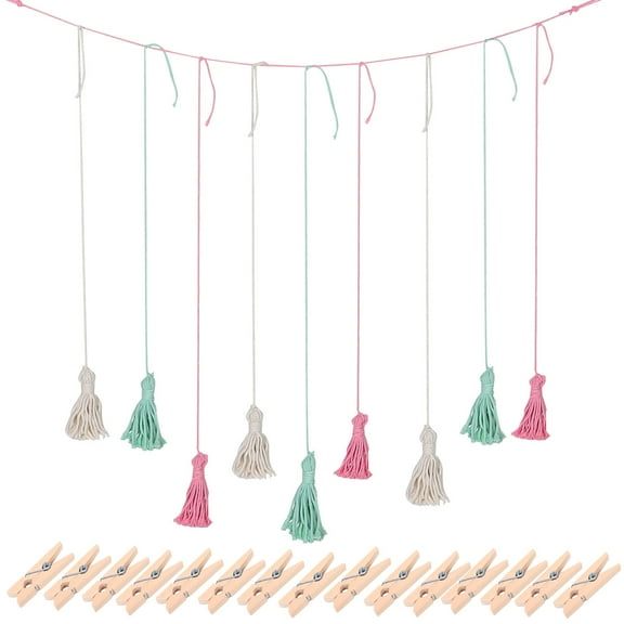 PBPBOX 1 Set Wall Hanging Photo Display Wood Photo Shelf For Homeowners With Macrame Design