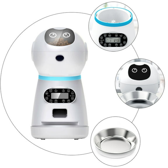 PBPBOX 1Set Timed Cat Feeder Automatic Pet Feeder with Digital Timer White USB