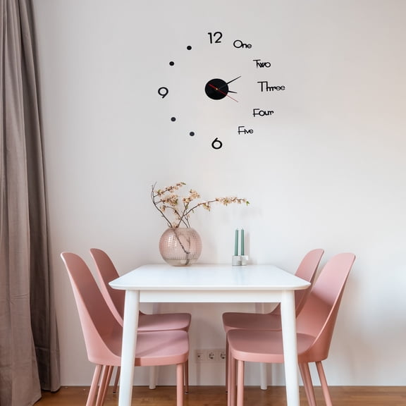 PBPBOX 1Set Acrylic Digital Wall Clock Frameless Mute Home DIY Wall Decor Black