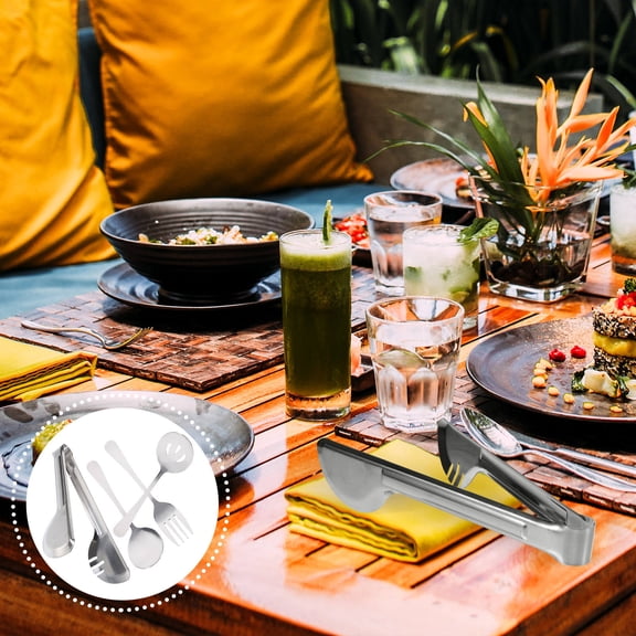 PBPBOX 1Set Stainless Steel Tableware Kit Plated Silver Multifunctional Flatware for Western Food