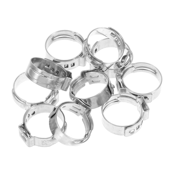 PBPBOX 10Pcs Stainless Steel Single Ear Hose Clamps Quick Installation Durable Plated Silver