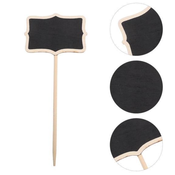 PBPBOX 10 Pcs Wood Labels Black Rectangular Small Chalkboard for Gardening