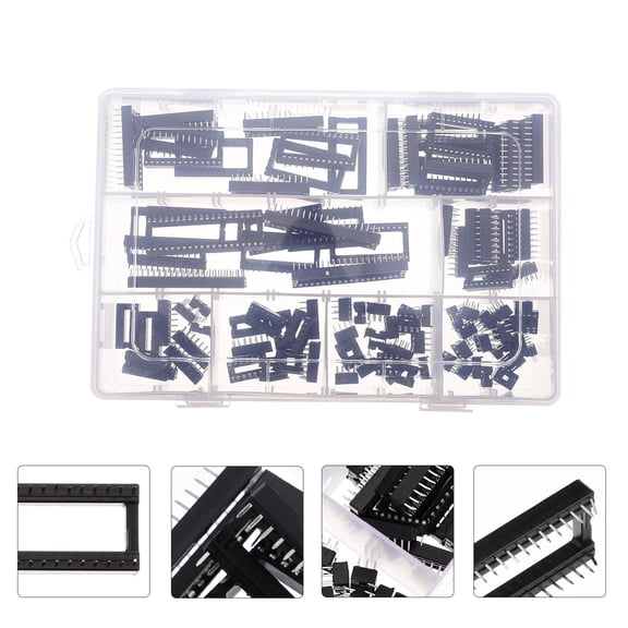 PBPBOX 100Pcs Dip Type Ic Socket Adapter for Computer Circuit Boards Black
