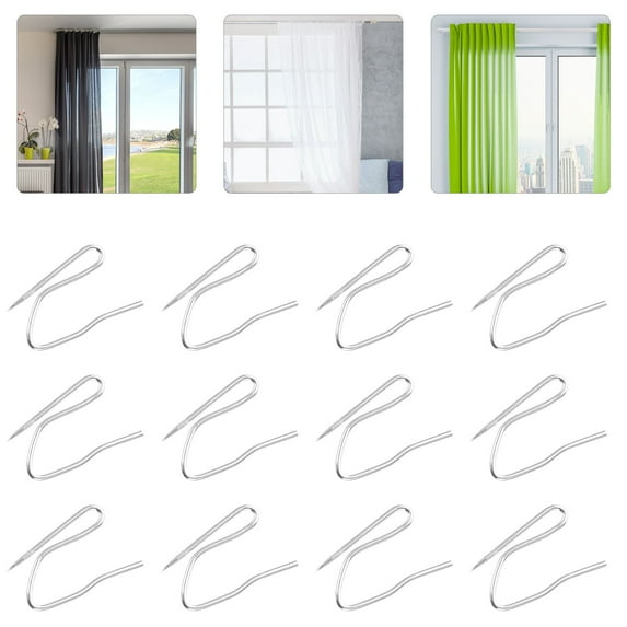 PBPBOX 100Pcs S-Shape Silver Iron Pleated Curtain Rod Accessories for Fabrics