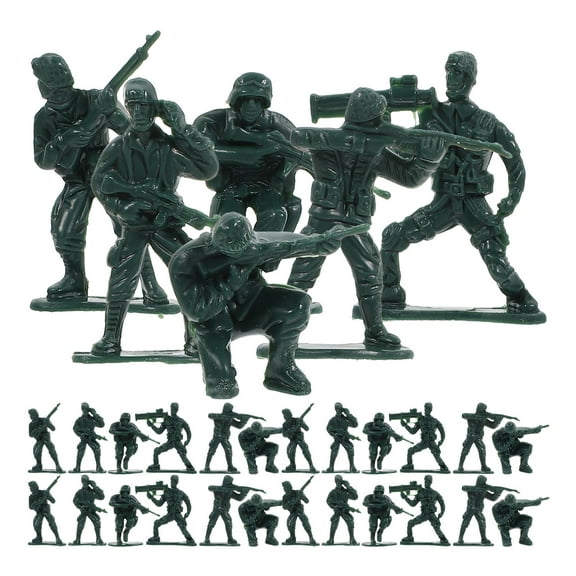 PBPBOX 100pcs Soldier Models Mini People Figures for Office Decor in Green ABS