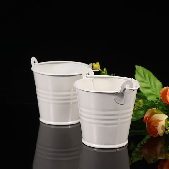 PBPBOX Tinplate Metal Bucket White Flower Pot for Storage Use 10Pcs