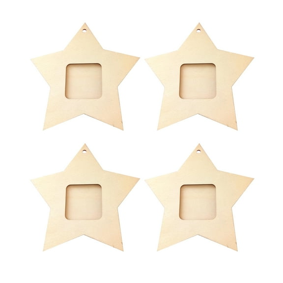 PBPBOX 10Pack Picture Frame Craft with Star Design for DIY Projects in Beige