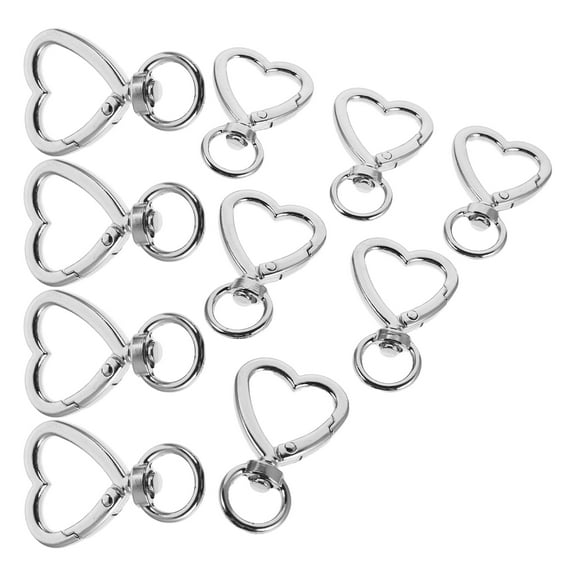 PBPBOX 10Pack Swivel Keychain Clasp Heart Shaped Silver for Easy Attachment and Men Women