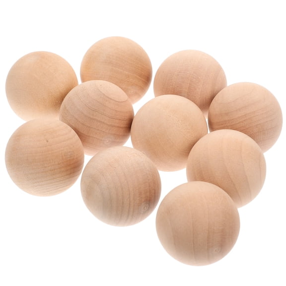 PBPBOX 10Pcs Unfinished Round Wood Spheres Khaki Craft Round for Hobbyists