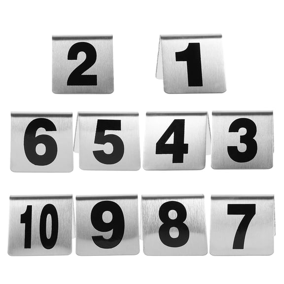 PBPBOX 10Pcs Stainless Steel Table Numbers Double Side Tent for Wedding Reception Banquets