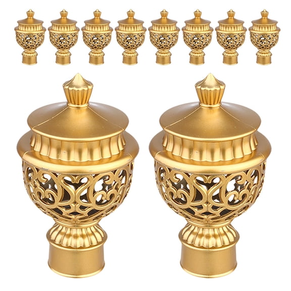 PBPBOX Decorative Curtain Rod Ends Golden Plastic for Elegant Home Decor