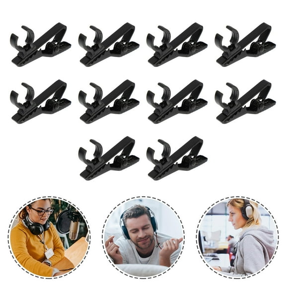 PBPBOX 10Pcs Mic Clip Set Iron Lavalier Microphone Clips Black for Home and Stage