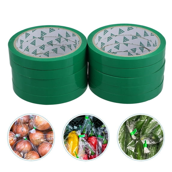 PBPBOX 10Pcs Green Plastic Produce Bag Fastener Tape Heavy Duty Sealing Tape for Grocery Stores Markets