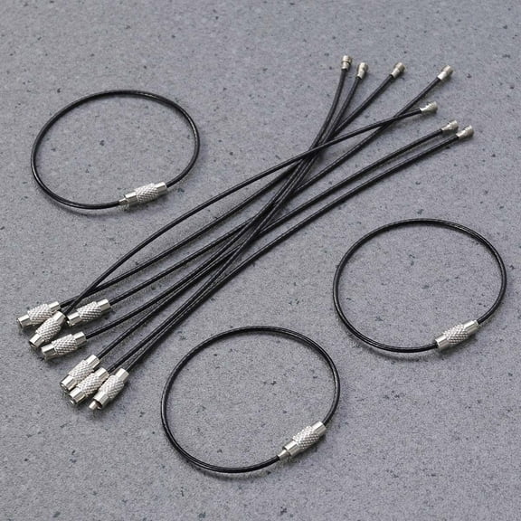 PBPBOX Metal Wire Keychain Steel Wire Rings Black 10Pcs