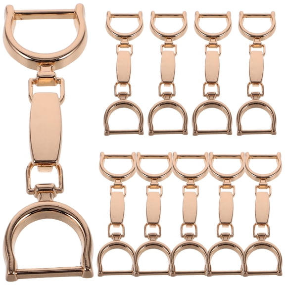 PBPBOX 10pcs D Ring Buckles Golden Zinc Alloy Adjustable Decorative Fastening For Purse Handles For Crochet Bags
