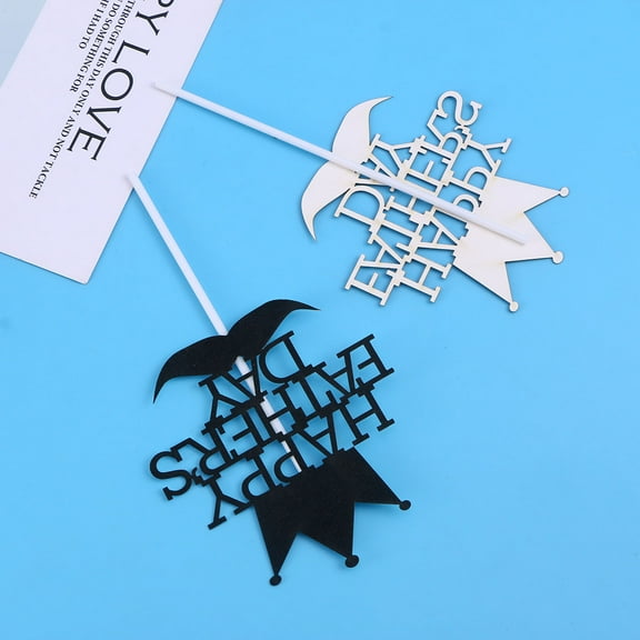 PBPBOX 10pcs Happy Fathers Day Dad Cake Toppers Paper Picks Cupcake Decor For Fathers Day Birthday