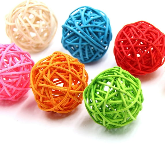 PBPBOX 10Pcs Decorative Rattan Balls Ornaments Assorted Color Wooden Table Ornament Women