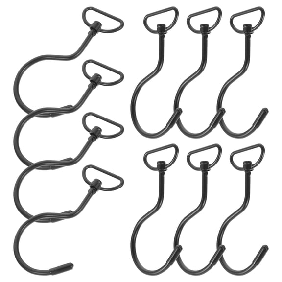 PBPBOX 10Pcs Rotating Black Metal Hooks No Drilling Easy to Use Versatile Home Hanging Organizer