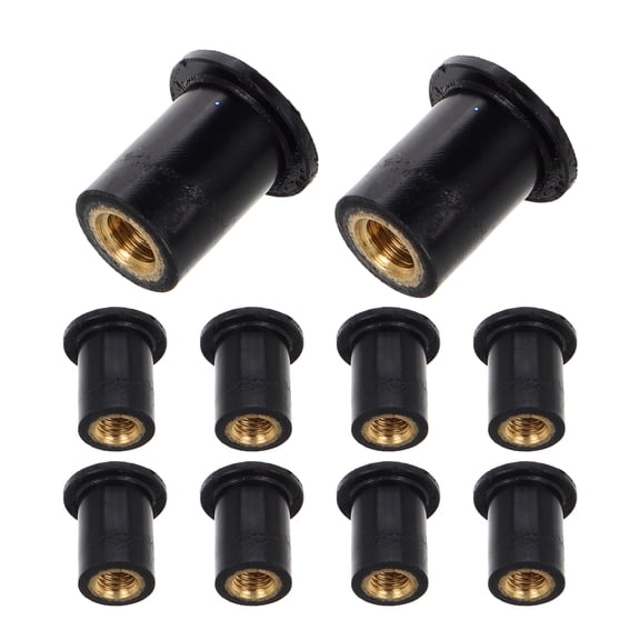 PBPBOX 10Pcs Motorcycle Windshield Nut Black Plastic Well Nuts Brass Insert Fastener Kit