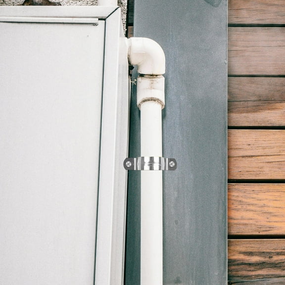 PBPBOX 10pcs Stainless Steel Pipe Holder Bracket Silver Saddle Shape For Pipe Fixing Indoor Outdoor