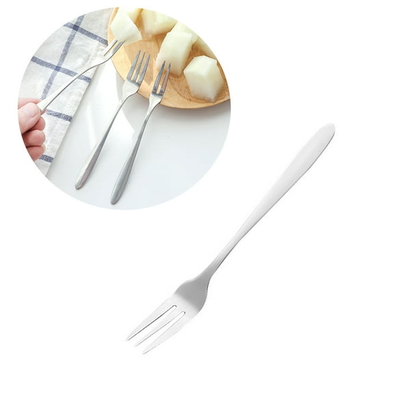 PBPBOX Fruit Cake Dessert Forks Stainless Steel 12 Pcs Silver Three Tine Fork