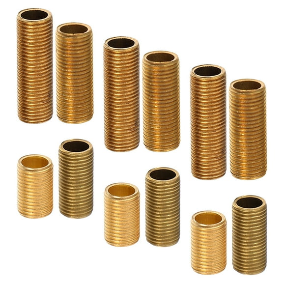 PBPBOX 12Pcs Brass Hollowed Lamp Threaded Rods for Light Fixture Parts Easy Installation